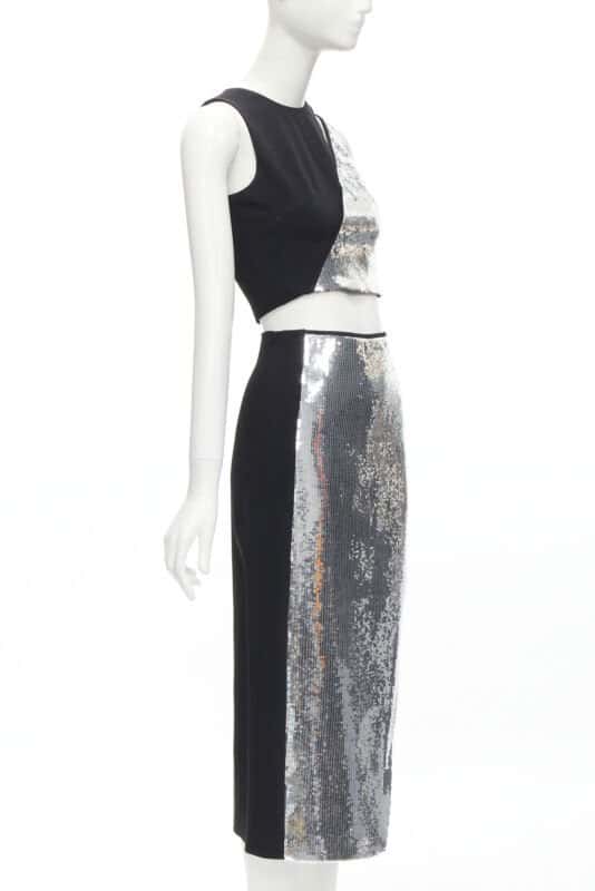 David Koma Silver Sequins Skirt Set Silver Polyester Very good condition - Inside View