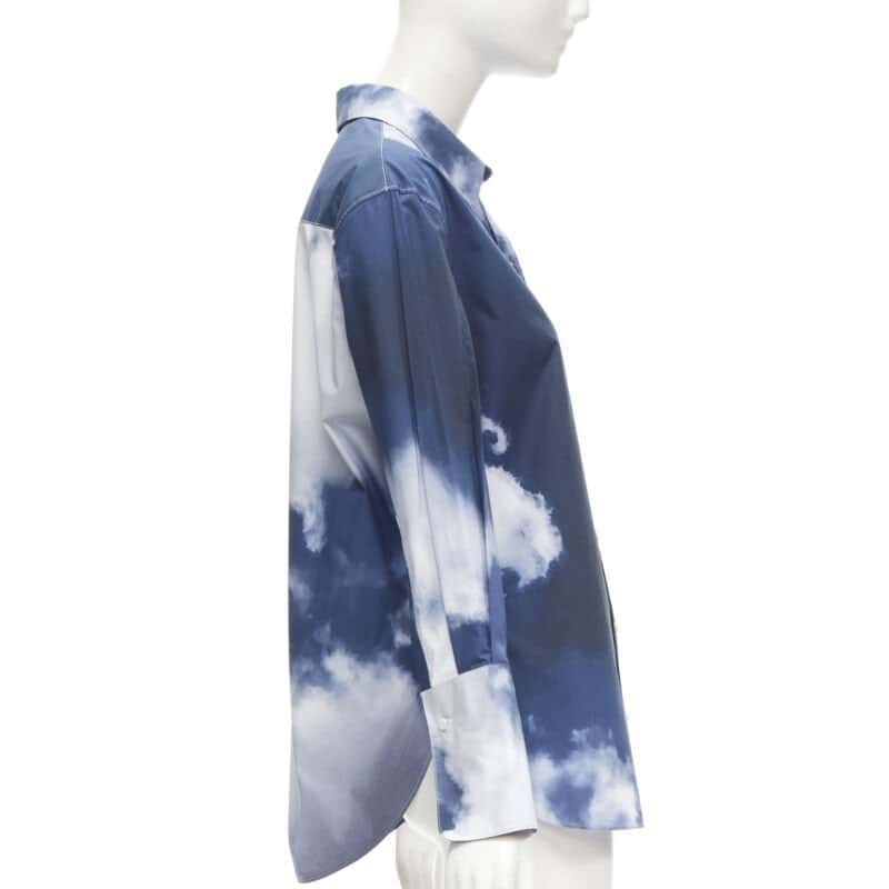 Alexander McQueen Cloud Button Shirt Blue Cotton Never worn - Model View