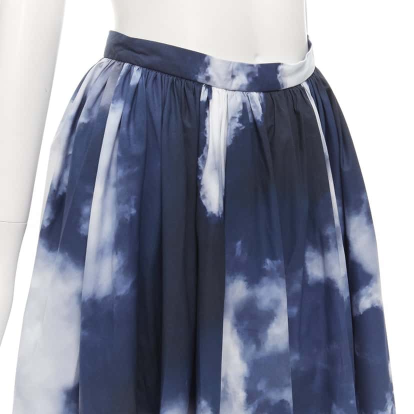 Alexander McQueen Cloud Flared Skirt Blue Cotton Never worn - Back View