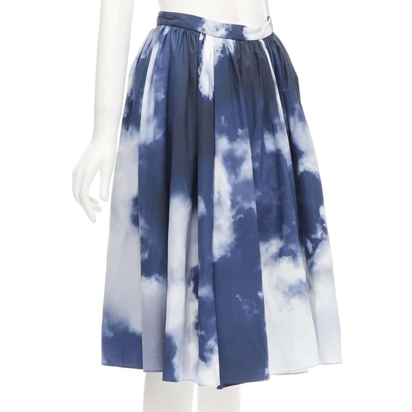 Alexander McQueen Cloud Flared Skirt Blue Cotton Never worn - Inside View