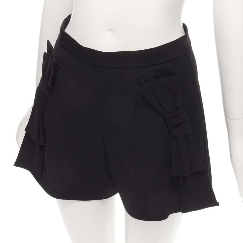 RED VALENTINO GARAVANI Bow Waist Shorts Black Viscose Never worn - Back View
