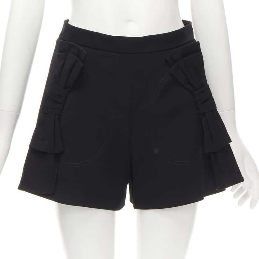 RED VALENTINO GARAVANI Bow Waist Shorts Black Viscose Never worn - Inside View