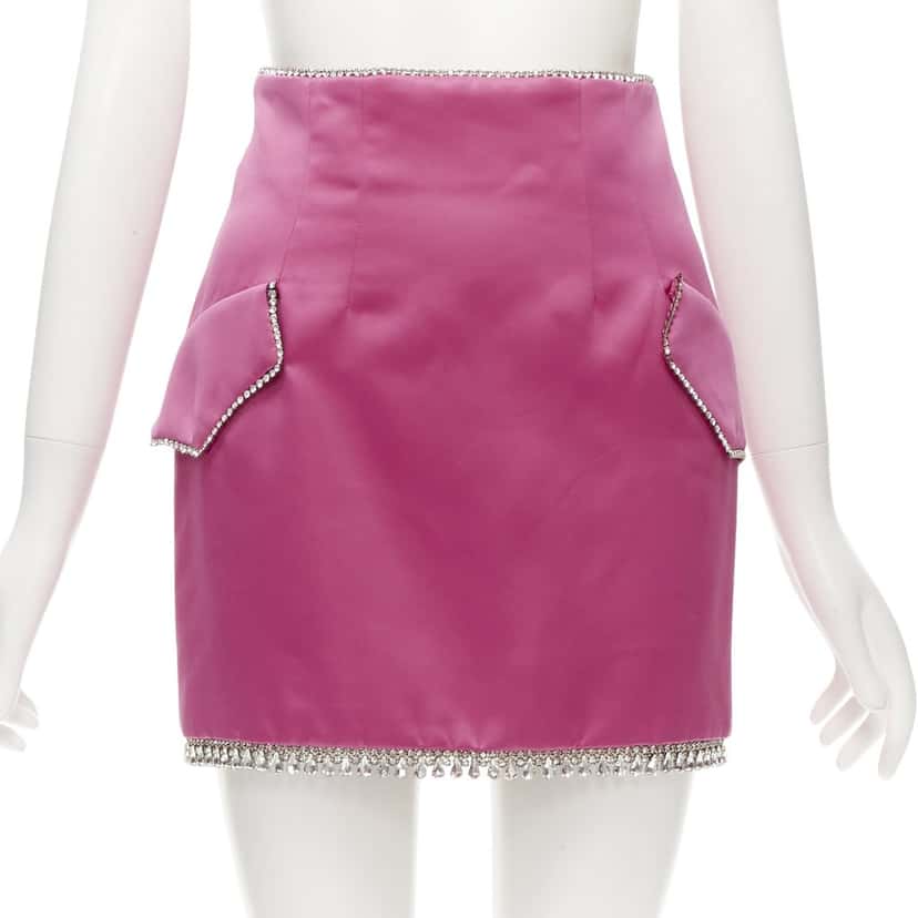 Giuseppe Di Morabito Crystal Satin Skirt Pink Polyester Never worn, with tag - Front View
