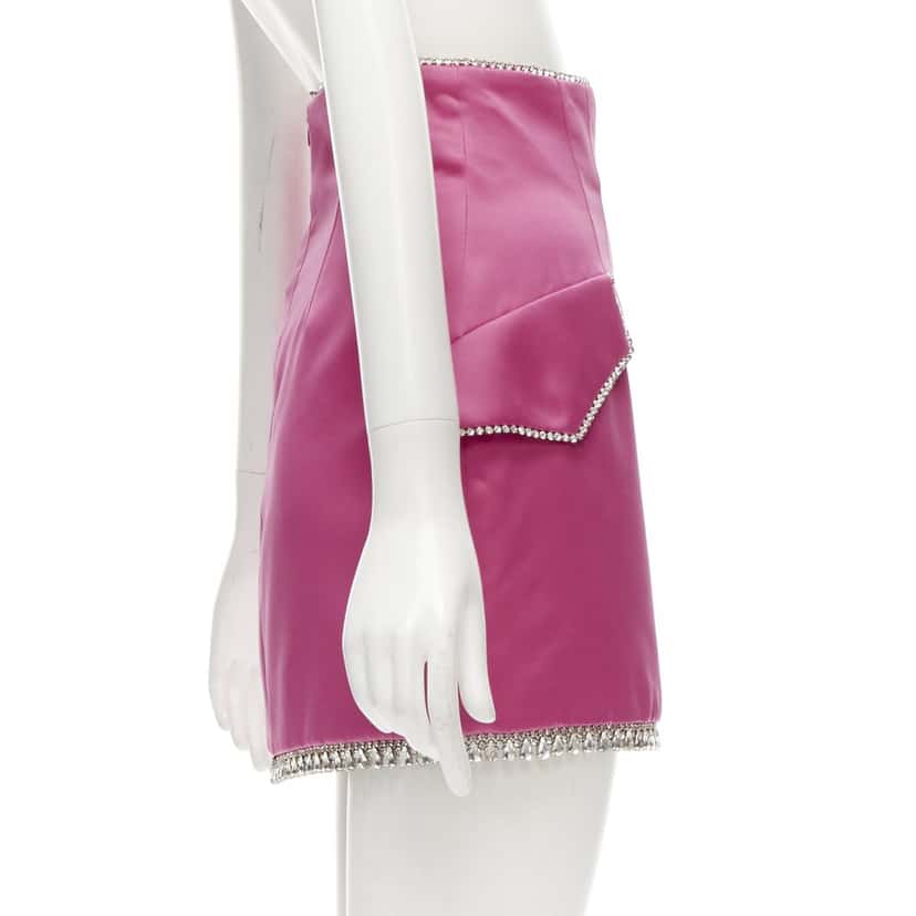 Giuseppe Di Morabito Crystal Satin Skirt Pink Polyester Never worn, with tag - Model View