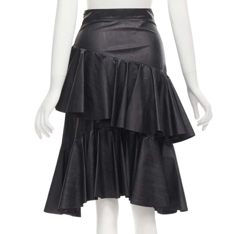 PHILOSOPHY DI LORENZO SERAFINI Asymmetric Tier Skirt Black Polyester Never worn - Front View