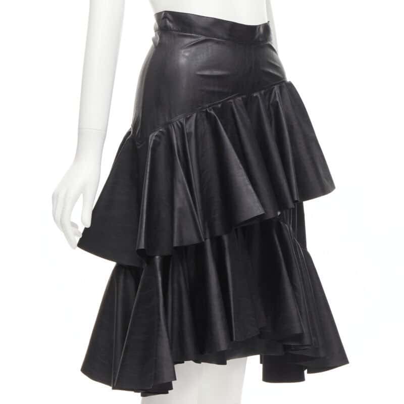 PHILOSOPHY DI LORENZO SERAFINI Asymmetric Tier Skirt Black Polyester Never worn - Inside View
