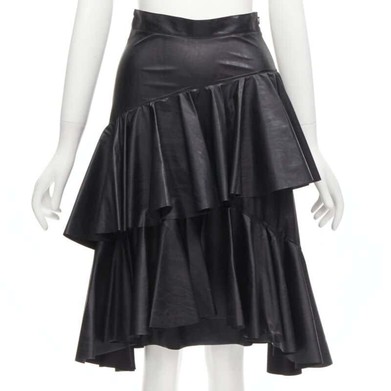 PHILOSOPHY DI LORENZO SERAFINI Asymmetric Tier Skirt Black Polyester Never worn - Box View