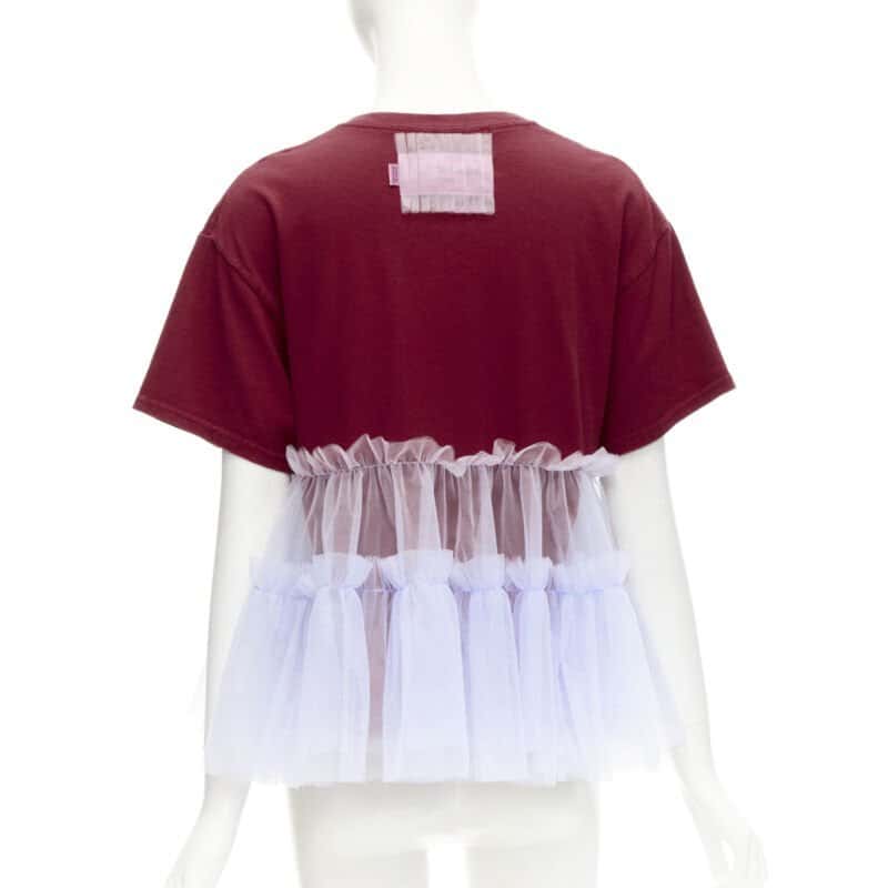 Viktor & Rolf Tulle Logo T-Shirt Red Cotton Very good condition - Box View