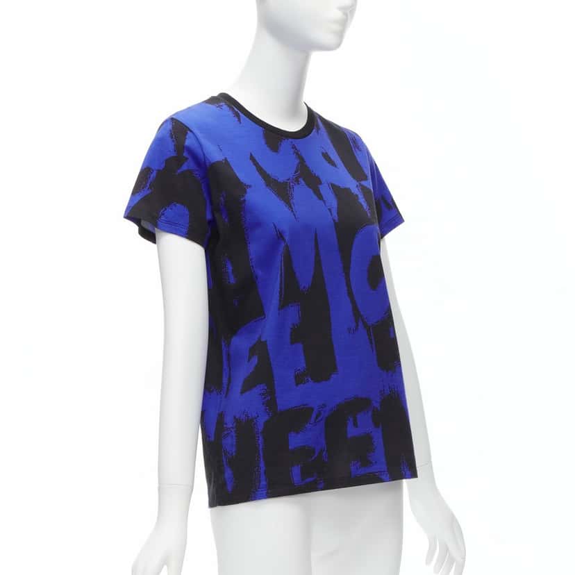 Alexander McQueen Graffiti Cotton Shirt Blue Cotton Never worn - Inside View