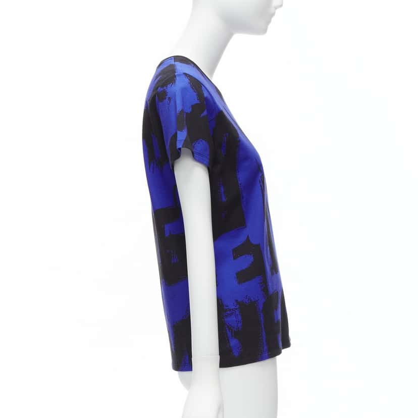 Alexander McQueen Graffiti Cotton Shirt Blue Cotton Never worn - Model View