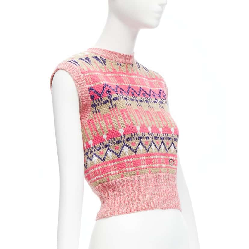 Paco Rabanne Graphic Knit Vest Pink Wool Never worn - Inside View