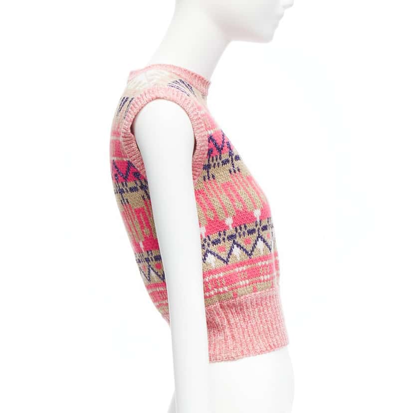 Paco Rabanne Graphic Knit Vest Pink Wool Never worn - Model View