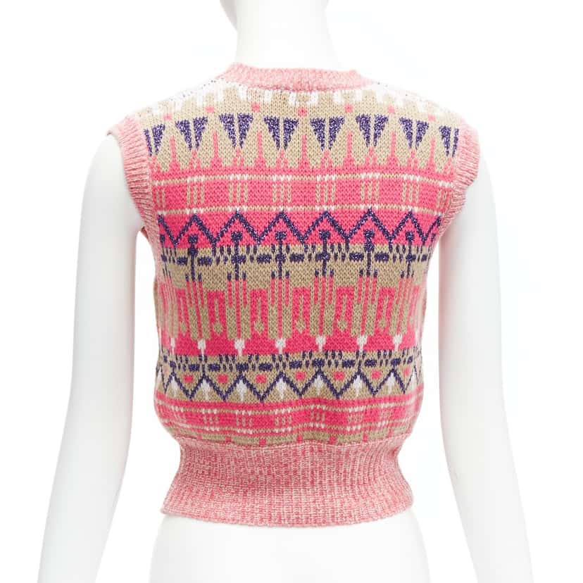 Paco Rabanne Graphic Knit Vest Pink Wool Never worn - Box View