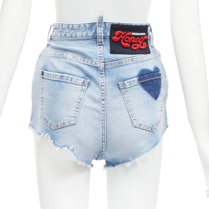 Dsquared2 Heart Denim Shorts Blue Never worn - Front View