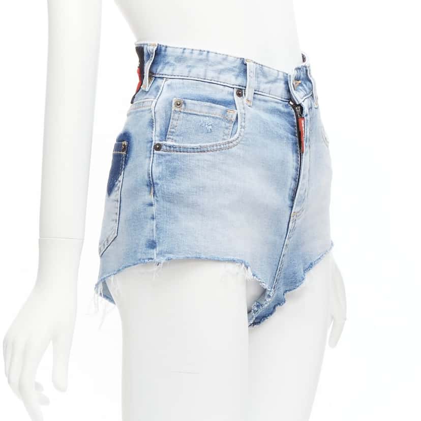 Dsquared2 Heart Denim Shorts Blue Never worn - Model View