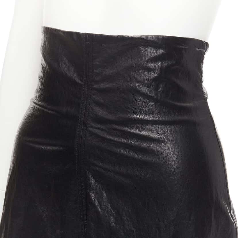 PHILOSOPHY DI ALBERTA FERRETTI Crinkled Leather Skirt Black Viscose Never worn - Back View