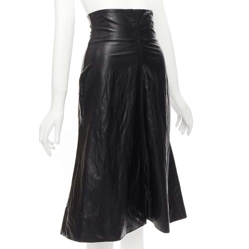 PHILOSOPHY DI ALBERTA FERRETTI Crinkled Leather Skirt Black Viscose Never worn - Inside View