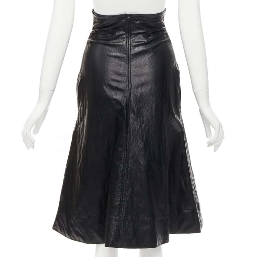PHILOSOPHY DI ALBERTA FERRETTI Crinkled Leather Skirt Black Viscose Never worn - Box View