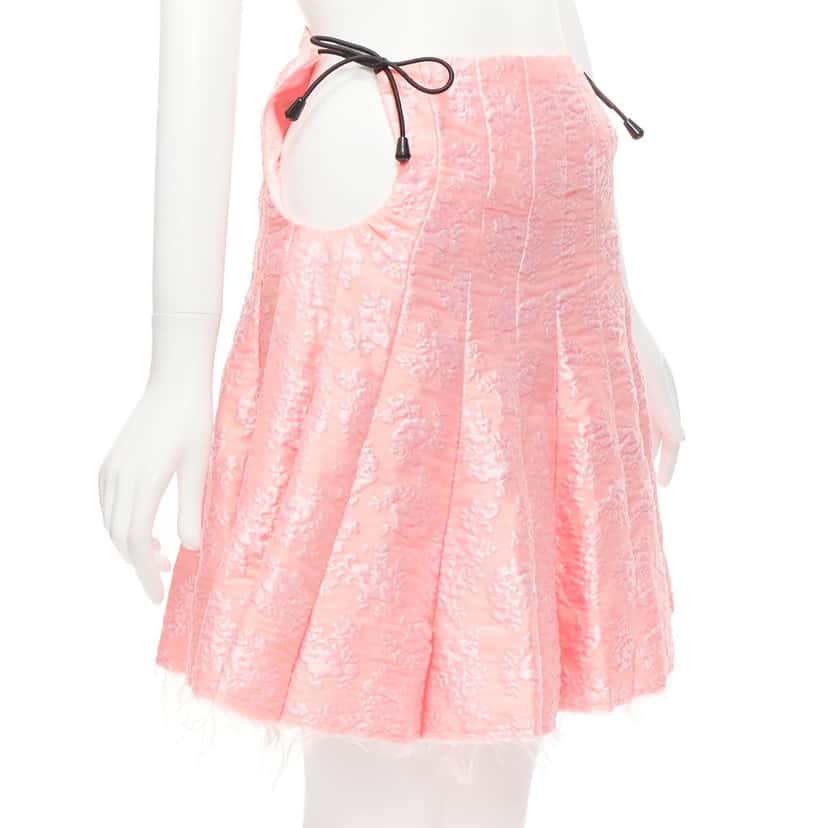 Shushu Tong Cloque Flared Skirt Pink Polyester Never worn - Front View