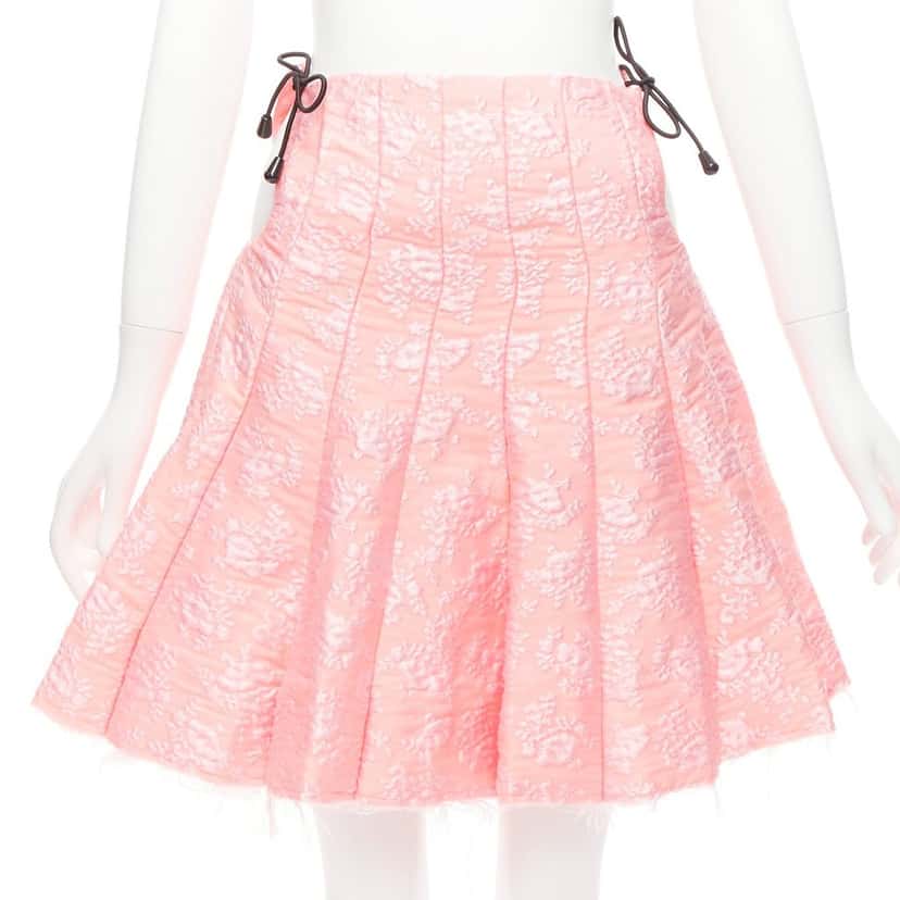 Shushu Tong Cloque Flared Skirt Pink Polyester Never worn - Inside View