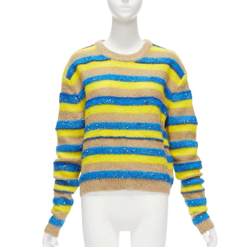 Ashish Striped Lurex Sweater Yellow Wool Never worn - Front View