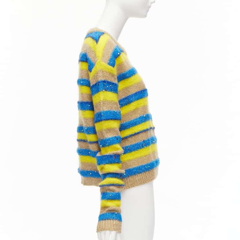 Ashish Striped Lurex Sweater Yellow Wool Never worn - Model View
