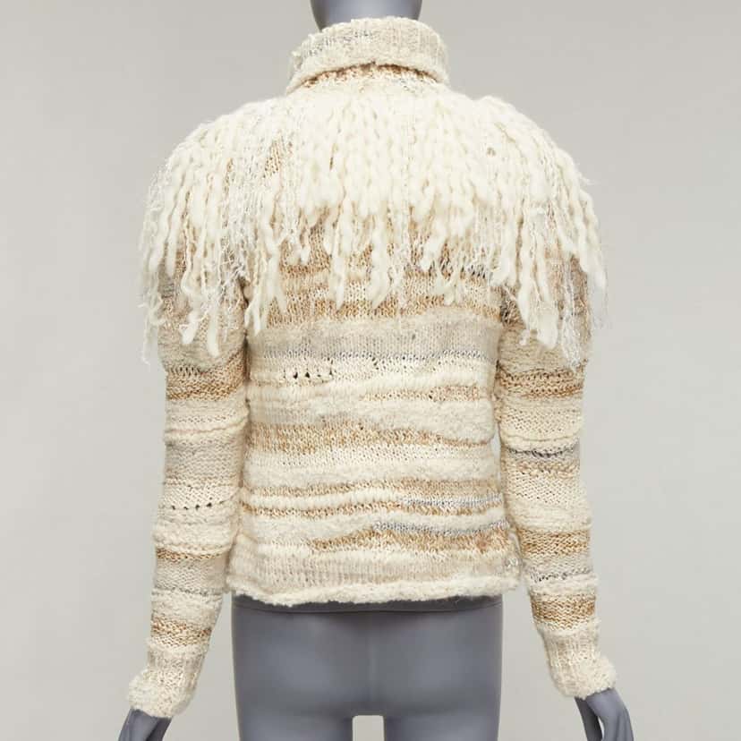 Prabal Gurung Fringe Crochet Sweater Ecru Wool Never worn - Box View