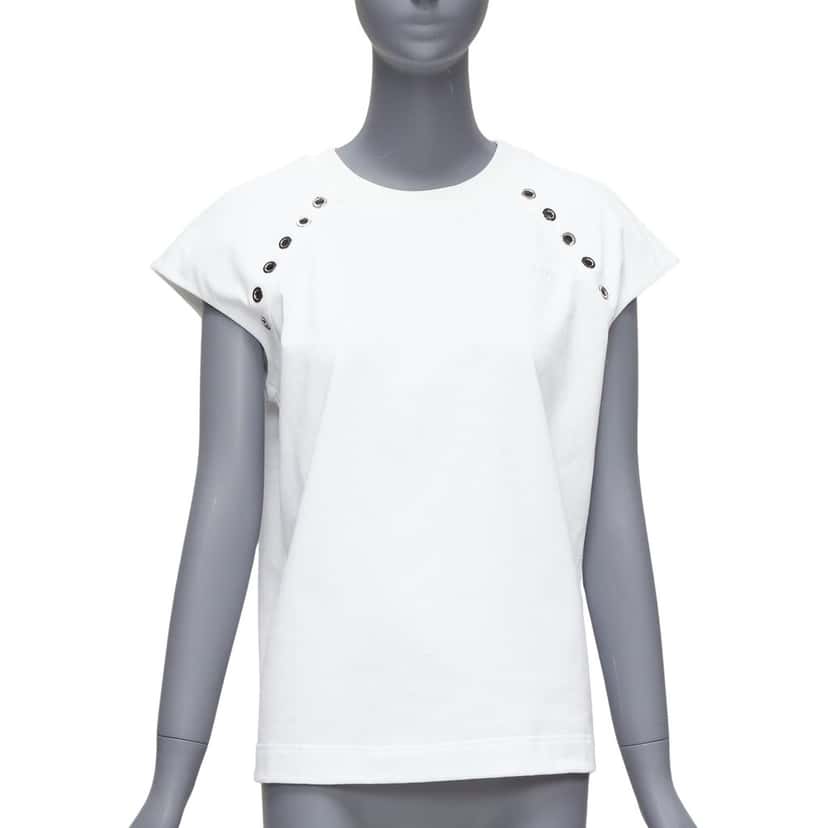 Alexander McQueen Eyelet Studded Top White Cotton Never worn - Front View