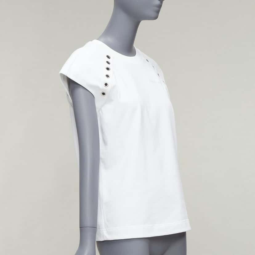 Alexander McQueen Eyelet Studded Top White Cotton Never worn - Inside View