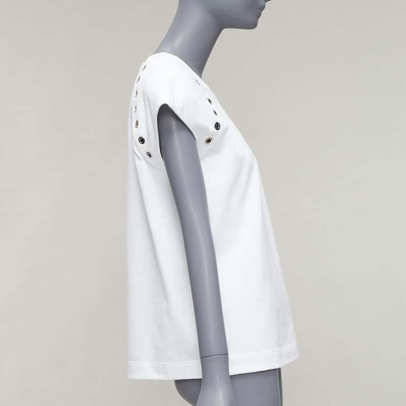 Alexander McQueen Eyelet Studded Top White Cotton Never worn - Model View