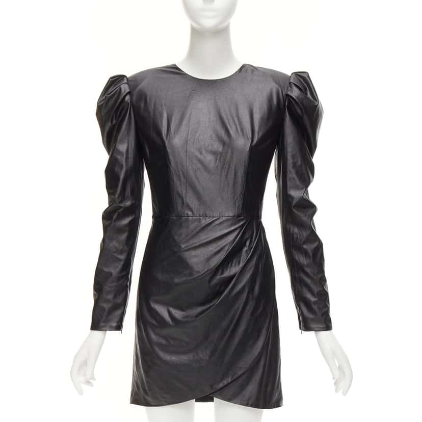 BRONX AND BANCO Coated Puff Dress Black Polyester Fair condition - Front View