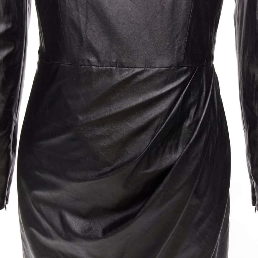 BRONX AND BANCO Coated Puff Dress Black Polyester Fair condition - Back View