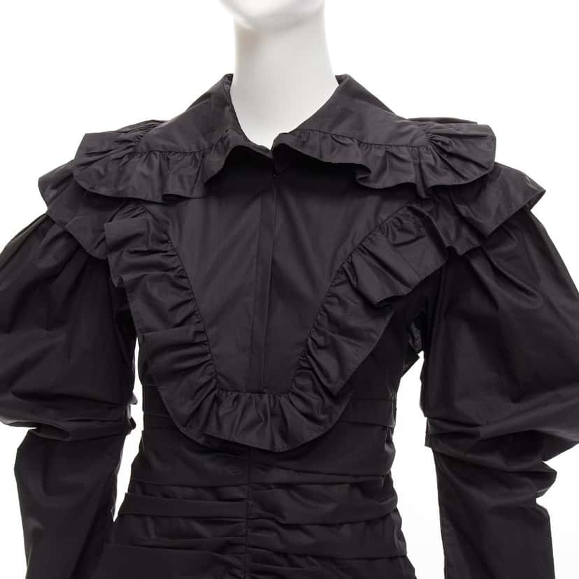 PHILOSOPHY DI ALBERTA FERRETTI Poplin Ruffle Dress Black Cotton Never worn - Back View