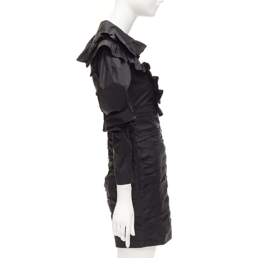 PHILOSOPHY DI ALBERTA FERRETTI Poplin Ruffle Dress Black Cotton Never worn - Model View