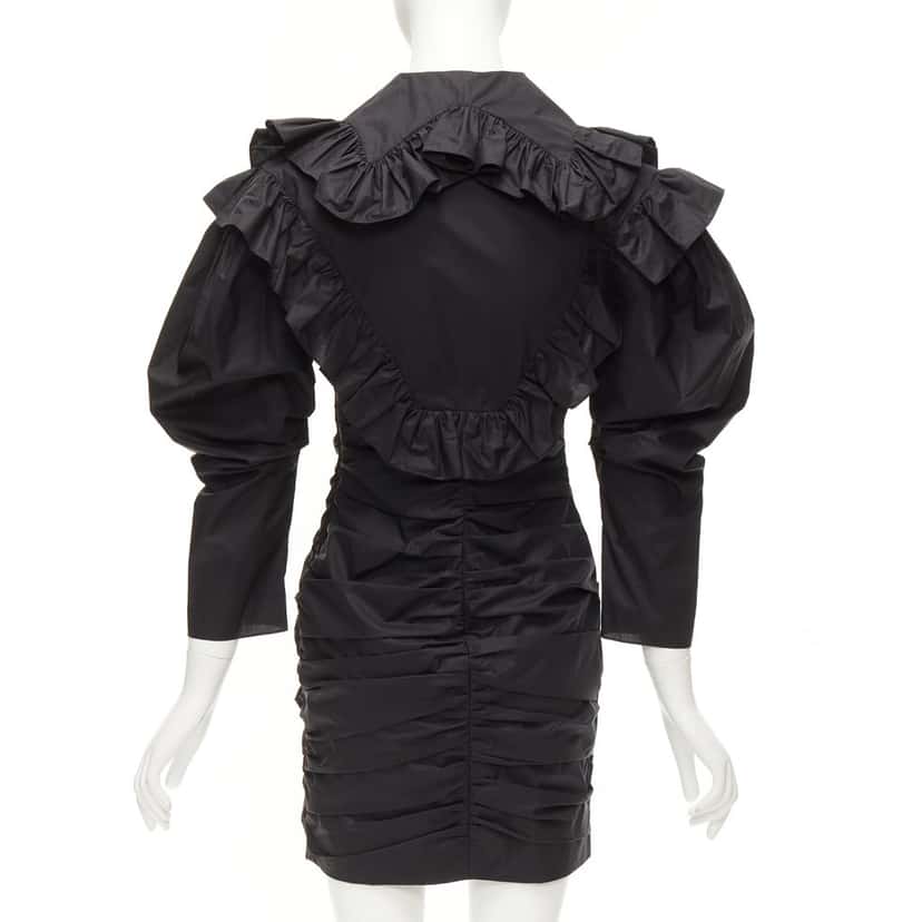 PHILOSOPHY DI ALBERTA FERRETTI Poplin Ruffle Dress Black Cotton Never worn - Box View