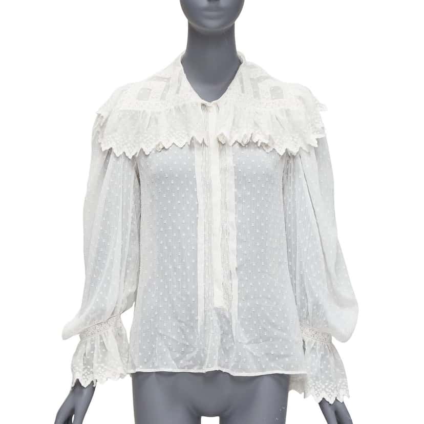 Etro Plisse Ruffle Blouse White Polyester Very good condition - Front View