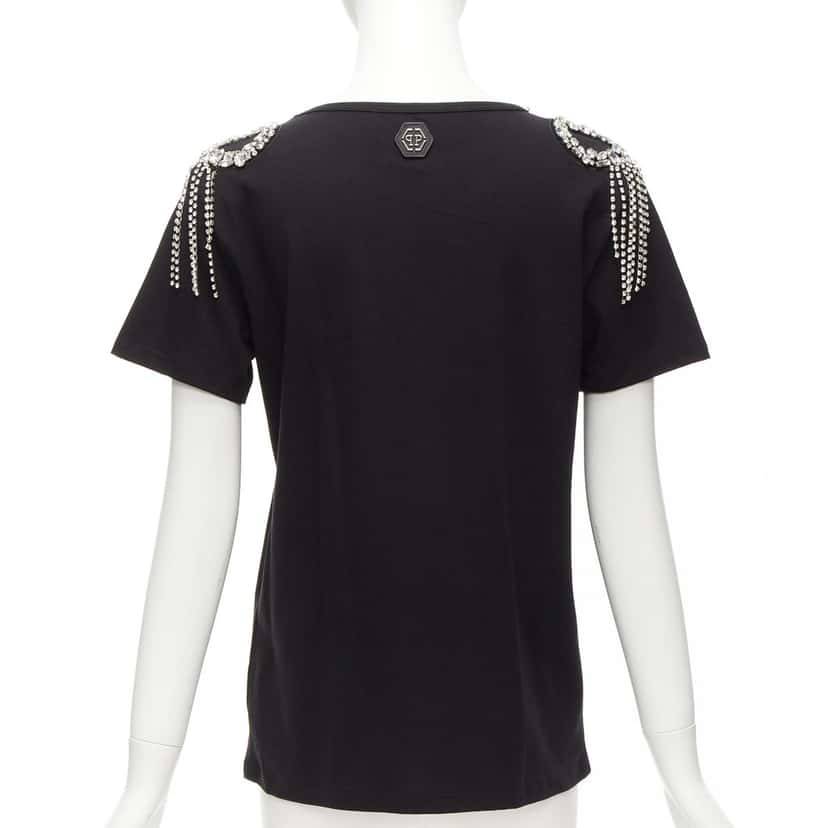 PHILIPP PLEIN Crystal Fringe Shirt Black Cotton Never worn - Box View