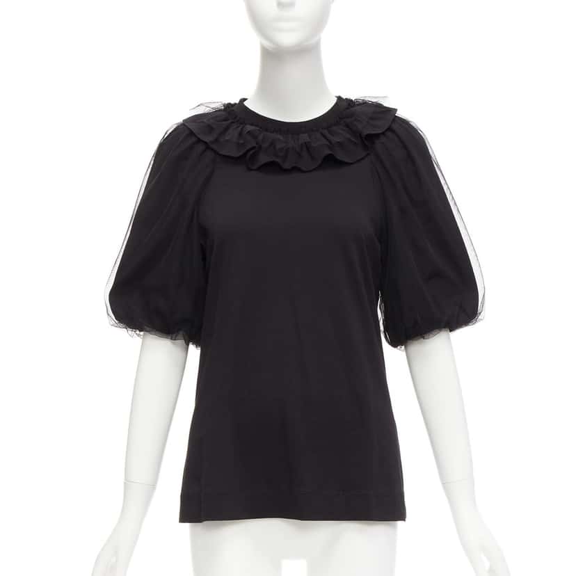Simone Rocha Sheer Puff Top Black Cotton Never worn - Front View