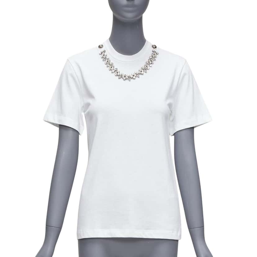 Christopher Kane Rhinestone Chain Shirt White Cotton Never worn - Front View