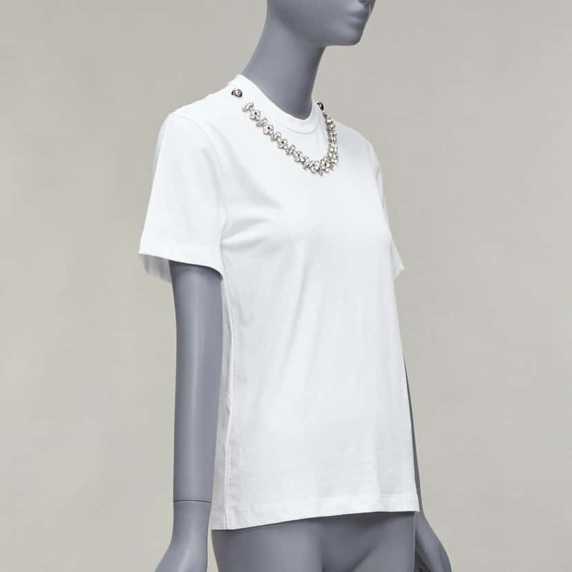 Christopher Kane Rhinestone Chain Shirt White Cotton Never worn - Inside View