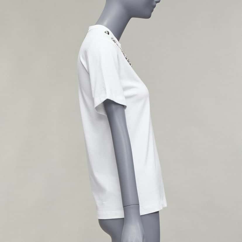 Christopher Kane Rhinestone Chain Shirt White Cotton Never worn - Model View
