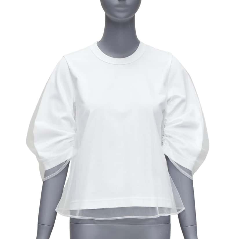 Noir Kei Ninomiya Tulle Overlay Shirt White Cotton Never worn - Front View