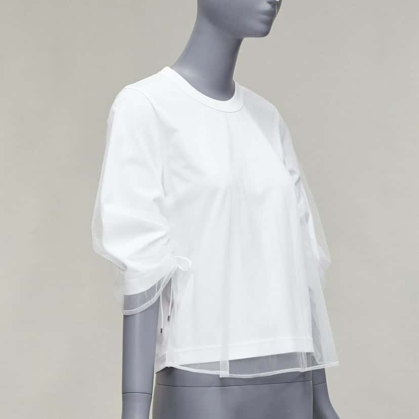 Noir Kei Ninomiya Tulle Overlay Shirt White Cotton Never worn - Inside View