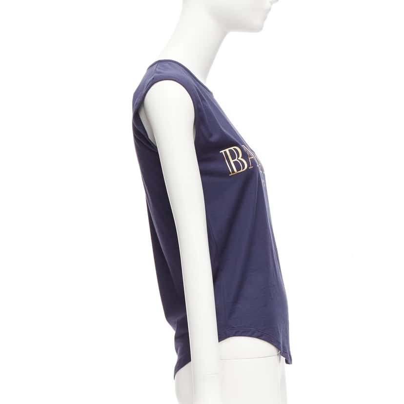 Balmain Foil Logo Tank Navy Cotton Very good condition - Model View