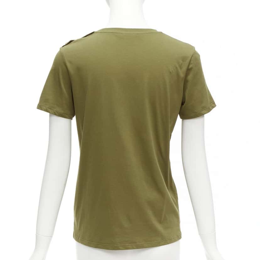 Balmain Distressed Logo Shirt Green Cotton Very good condition - Box View