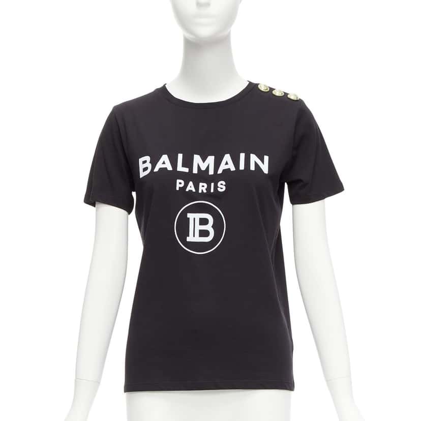 Balmain B Logo Shirt Black Cotton Very good condition - Front View