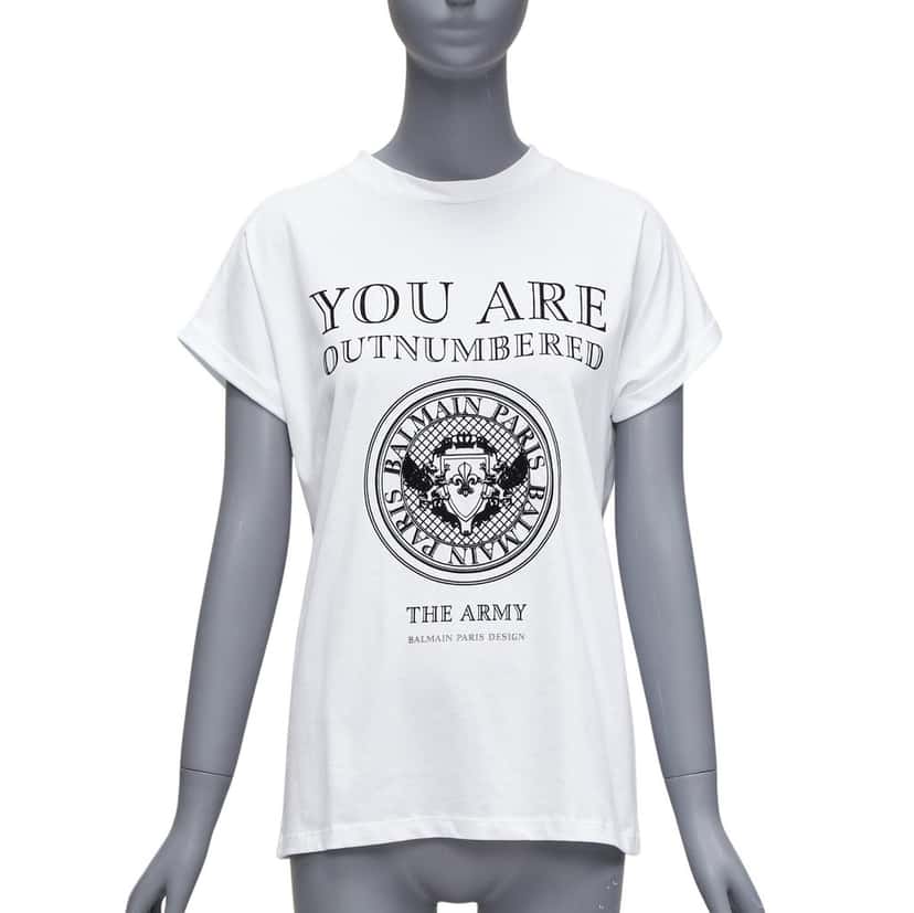 Balmain Army Velvet Shirt White Cotton Very good condition - Front View