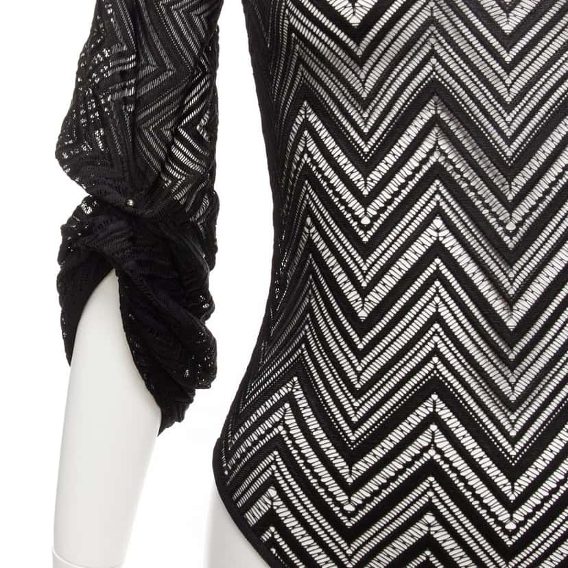 Roland Mouret Chevron Lace Bodysuit Black Viscose Never worn - Back View