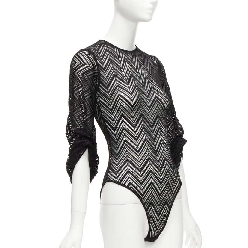 Roland Mouret Chevron Lace Bodysuit Black Viscose Never worn - Inside View