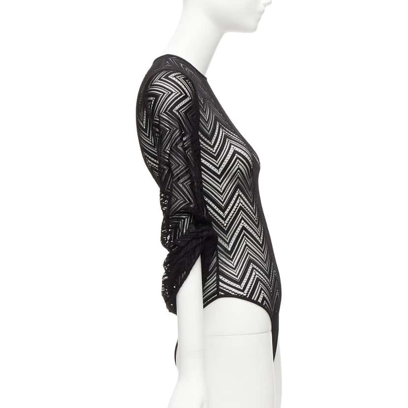 Roland Mouret Chevron Lace Bodysuit Black Viscose Never worn - Model View